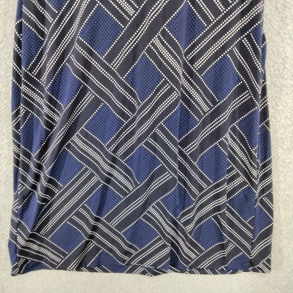 Pea in thePod Maternity Dress Wmns Sz L Navy Blue White Weave Pattern 3/4 Sleeve - Picture 9 of 11